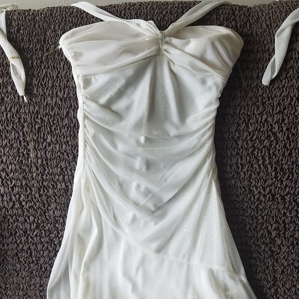Cream Tie Neck Dress